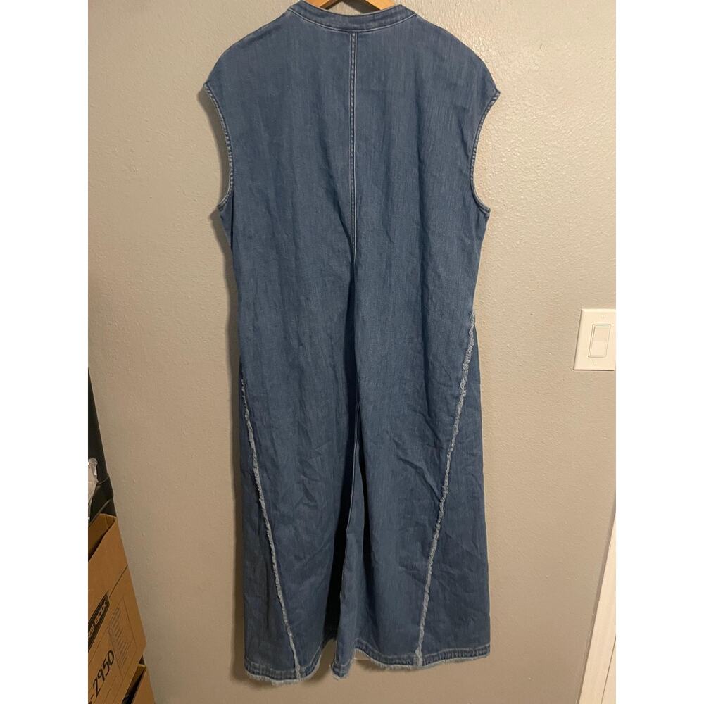 Chicos Dress Womens 3 US XL Blue Denim Sleeveless Fringe Maxi Trapeze Swing - Picture 4 of 7